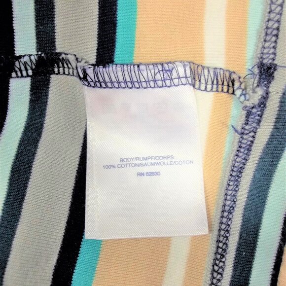 Lands' End Womens Shirt Top Blouse Size Large Striped Long Sleeve Blue Tan - Picture 5 of 6